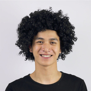 Peluca Afro Barata para Fanáticos del Fútbol, Peluca de Payaso Sintética al por Mayor para Fiestas, Halloween, <span class=keywords><strong>Carnaval</strong></span>, Cabello Corto y <span class=keywords><strong>Rizado</strong></span> - Product Image 2