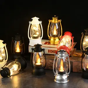 Lampu lilin LED elektronik Halloween, lentera angin Retro, lampu lilin portabel simulasi Natal grosir