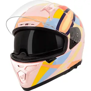 Thời trang an toàn bảo vệ người lớn màu hồng cô gái đường xe máy đầy đủ mặt Mũ bảo hiểm
