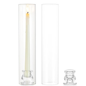 Portacandele in Vetro per Matrimoni e Natale, Cilindrico, 12 Pollici, con Camino in Vetro - Product Image 6
