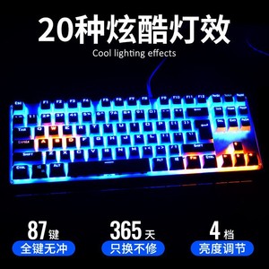 คีย์บอร์ดเกมมิ่ง T-WOLF F3087 แบบมีสาย 87 ปุ่ม ไฟ RGB Backlit ป้องกันการกดผิดพลาด แผงโลหะ - Product Image 3