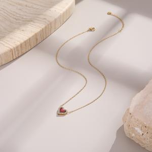 Collar de oro de 18 quilates con colgante de corazón para mujer, cadena para el cuello, amuleto en forma de corazón, moda internacional transfronteriza - Product Image 4