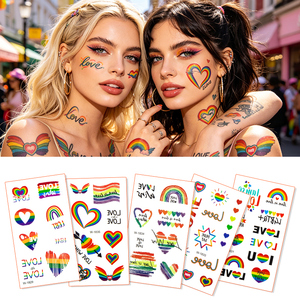 Autocollants de <span class=keywords><strong>tatouage</strong></span> <span class=keywords><strong>temporaire</strong></span> personnalisés style Y2K Ailes Arc-en-ciel <span class=keywords><strong>Mois</strong></span> de la fierté colorés non toxiques à transfert d'eau pour le visage et les festivals de musique - Product Image 1
