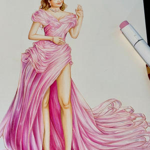 Vestido de Fiesta de Gala de Princesa de Alta Gama con Pliegues, Vestido de Organza Rosa Bebé Ligero y Moderno, Vestidos de Fiesta - Product Image 1