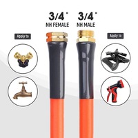 Tuyau d'arrosage orange haute visibilité 5/8 pouce en PVC renforcé avec raccords en laiton massif, tuyau de sécurité anti-pliement