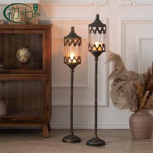 Vintage Iron Floor <b>Candlestick</b> Lantern Outdoor Garden Home Decoration Column Shape A2869 - Product Image 1