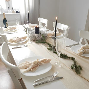 Camino de mesa de algodón de lujo, Material suave y liso para decoración elegante y sofisticada para el hogar, boda y Navidad, técnica tejida - Product Image 3