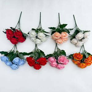 PT-R112 Bán Buôn Chất Lượng Cao Nhân Tạo Bất Cảm Ứng Cao Su Hoa Hồng Giả Lụa 5 Hoa Hồng Cho Đám Cưới Nhà Bên Trang Trí - Product Image 3