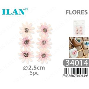 Ilan Flores - Apliques de Margaritas Rosas de 2.5cm, 6 Piezas, Decoración Artesanal - Product Image 1