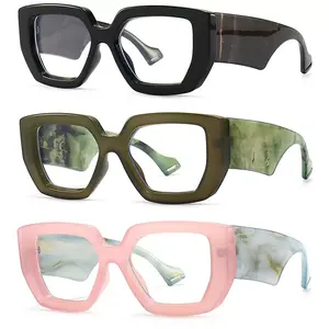 이만바 86320 럭셔리 브랜드 두꺼운 프레임 큰 사각형 여성 안경 투명 안티 블루 라이트 남성 광학 표범 안경 2024