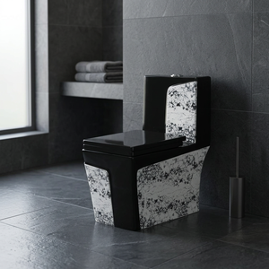 WC monobloc en céramique blanc rond à double chasse, à poser au sol, pour salle de bain moderne - Product Image 4