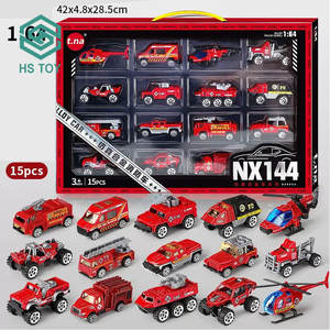 مجموعة نماذج شاحنات إطفاء وسيارات عسكرية معدنية مصبوبة بمقياس 1/64 من سبيكة HS لعام 2023، لعبة هندسية رخيصة للأطفال - Product Image 4