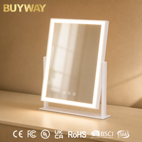 Miroir Hollywood avec bande LED, 3 couleurs, gradation progressive, tactile, miroir de maquillage éclairé, rotation à 360°, sur table