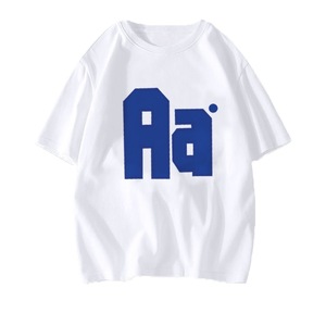 T-shirt in Seta Ghiacciata Stile Hong Kong, Minimalista con Stampa di Lettere, Girocollo a Maniche Corte, da Uomo, Trendy, Versatile, Casual - Product Image 5