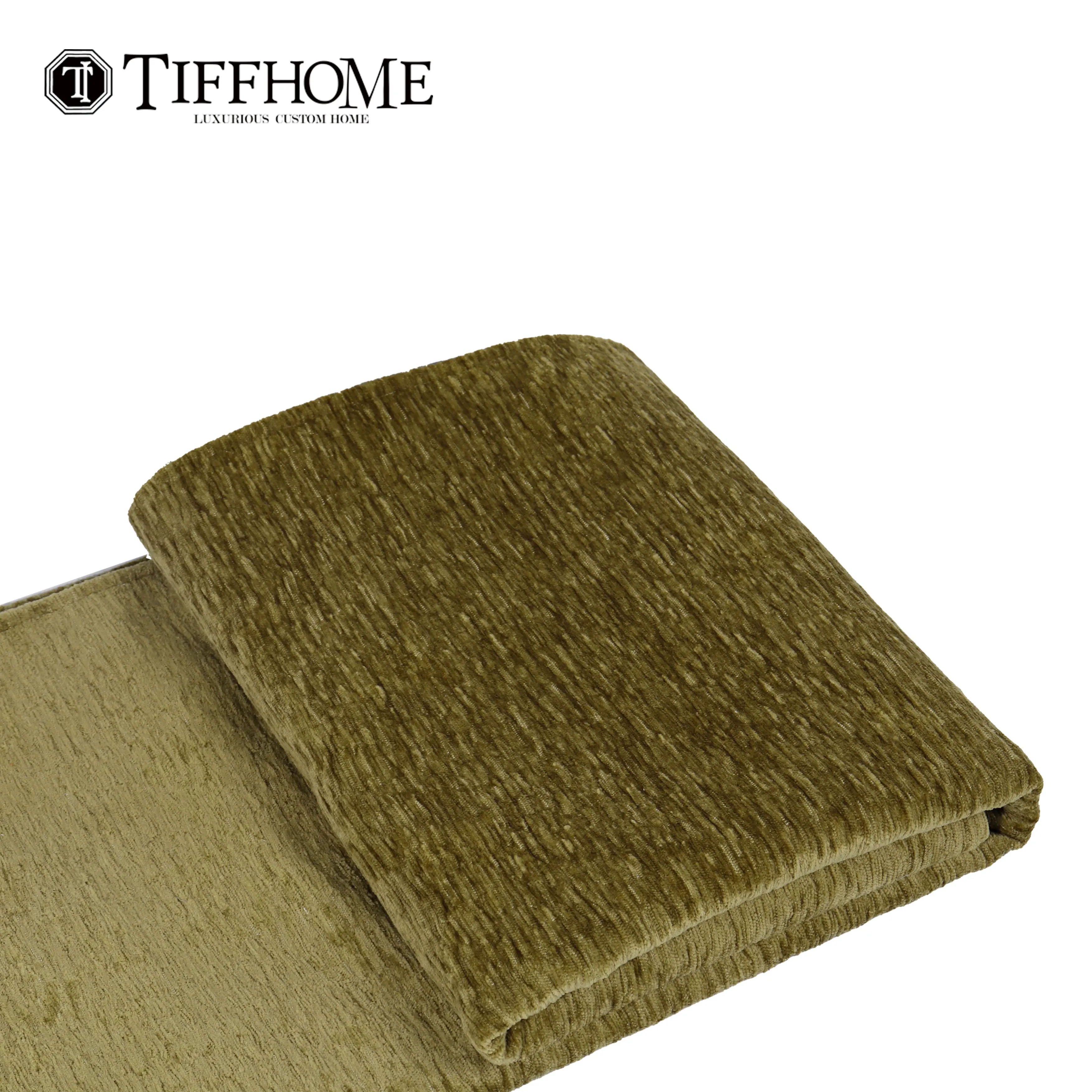 Tiff Home New Design Wholesale 240*70cm Eco-Friendly Green Texture Velvet Bed Throw Blanket For All Seasons