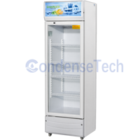 Congélateur vertical commercial à température unique, à dégivrage automatique, pour hôtels et restaurants, avec éclairage LED, refroidissement par air et porte vitrée