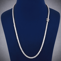 Collier tennis 24 pouces 3 mm en argent sterling 925, chaînes de luxe à diamants taillés, bijoux pour usage quotidien, fiançailles, mariage, fête, cadeau
