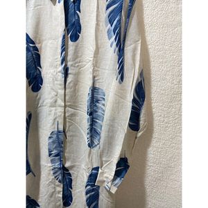 เสื้อเชิ้ตแขนยาวลายใบไม้สีฟ้าเวเทร ไซส์ 46 105 ซม. ไซส์ 46-54 ผ้าวิสโคส กระดุมซ่อน เสื้อผ้าผู้หญิง ใส่ได้ทุกวัน - Product Image 3