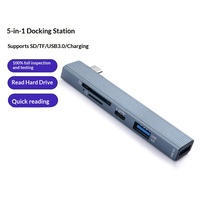 Base de Conexión USB 3.0 Tipo-C Seis en Uno, 4K HD, Aleación de Aluminio, con Extensor Inalámbrico para Portátil - En Stock