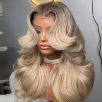 Pelucas de encaje frontal estilo 4C para mujer, cabello brasileño Remy ondulado, encaje transparente, talla grande, gris plateado, cabello humano virgen