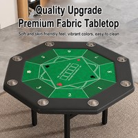Table de poker pliante octogonale Hanhong avec bord rembourré, 8 porte-gobelets, pliable et portable pour la maison, les clubs, les salles de jeux multifonctionnelles