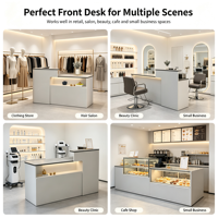 Comptoir de réception moderne et simple, petit comptoir de caisse avec éclairage LED pour magasin de vêtements, salon, boutique de détail