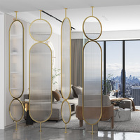 Paravent Rotatif Moderne en Verre Arc-en-ciel et Métal, Style Nordique Minimaliste, pour Séparation Décorative de Salon et Entrée