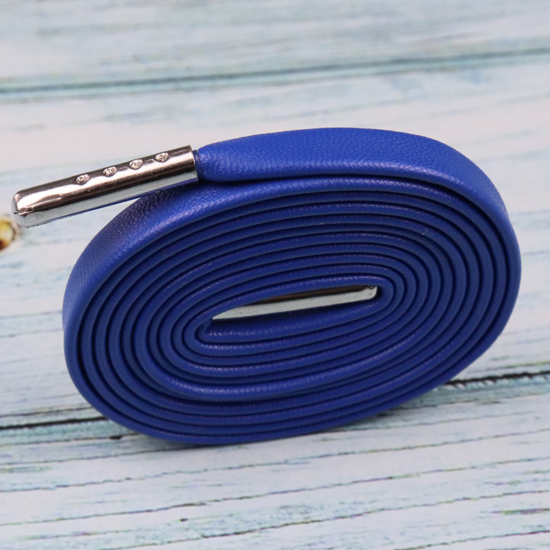 16-Color Leather Flat Shoe Laces 7mm Width 60-180cm Length Polyester Flat Fashion Sneaker Shoelaces