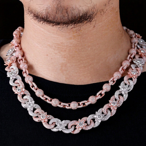 Yu Ying Ball Shape 925 <b>Silver</b> for Man Necklace New Design Diamond Hiphop Jewelry Moissanite Cuban Link Chain - Product Image 1
