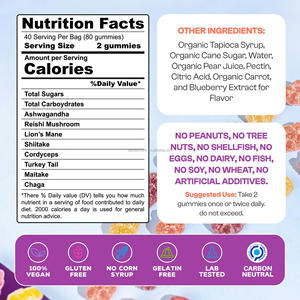 Etiqueta privada Suplementos herbales <span class=keywords><strong>Gomitas</strong></span> de hongos Mezcla de hongos orgánicos Polvo 8 en 1 Melena De León <span class=keywords><strong>Gomitas</strong></span> de hongos - Product Image 5