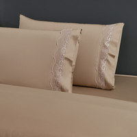 Parure de lit de luxe Alenhome 4 pièces 100 % coton teint uni, housse de couette toutes saisons, drap plat et taies d'oreiller 300TC