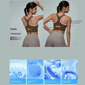 Sujetador deportivo transfronterizo para mujer con almohadillas integradas, espalda hermosa, transpirable, a prueba <span class=keywords><strong>de</strong></span> golpes y cobertura lateral para fitness y ropa deportiva. - Product Image 3