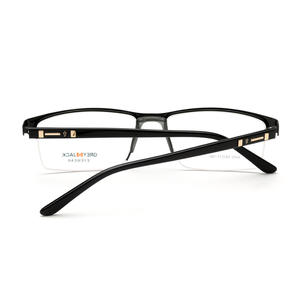 Montures de lunettes rectangulaires semi-cerclées Grey Jack 5093, anti-reflets, unisexe, demi-monture en métal, verres plats - Product Image 3