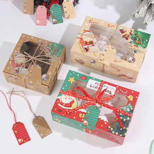 Özel baskılı kırmızı beyaz Kraft kağıt ambalaj <span class=keywords><strong>2</strong></span> 4 6 12 delik açık pencere ile noel Cupcake kutuları - Product Image 1