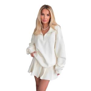 أزياء جديدة بدلة تنورة قصيرة عبر الحدود سترة طويلة الأكمام البلوز مقنعين من قطعتين - Product Image 5