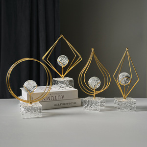 Crystal Ball Art Ornament Glass Acrylic Iron Abstract Sphere Home Decoration Gift - Product Image 2