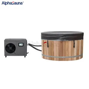 Wooden Outdoor Chiller Machine for Ice Bath Wood Oval Modern 1HP Water Coolerice Bathtub Pod Cold Plunge Tub Athletes