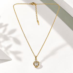 สร้อยคอหินรูปหัวใจ ทอง 14K ชุบทองสุญญากาศบนสแตนเลสสตีล - Product Image 1