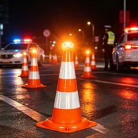 Pylône de signalisation réfléchissant avec batterie, GPS, LED clignotante et avertisseur lumineux de sécurité pour la circulation