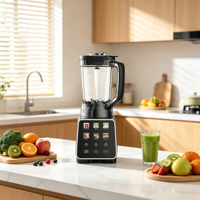 Mixeur Électrique Numérique Robuste 1400W, Bol Transparent 2L, 3 Vitesses, Broyeur de Glace, 6 Lames, Préparateur de Smoothies, Commande Tactile