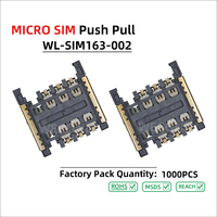 Connecteur de carte MICRO SIM WECONN WL-SIM163-002 6PIN+0 H=2.45mm Push-Pull, connecteur personnalisable carte-carte