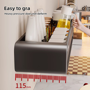 Étagère de rangement de <span class=keywords><strong>cuisine</strong></span> pour pots à épices, support mural sans perçage pour couteaux, support multifonctionnel pour couvercles de casseroles et baguettes - Product Image 3