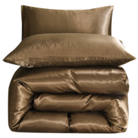 Parure de lit de luxe en satin microfibre polyester de qualité supérieure, ensemble de draps et housse de couette en satin, vente en gros d'usine