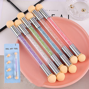 Double Side Sponge Nail <b>Brush</b> Nail Gradient Shading Painting Pen With 4 Replaceable Sponge Heads Dotting Pen - Product Image 3