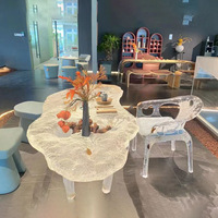 Ensemble table à café/thé en bois massif personnalisé table à manger en résine époxy transparente unique pour la maison et l'hôtel utilisation de meubles
