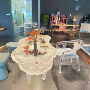 Ensemble table à café/thé en bois massif personnalisé table à manger en résine époxy transparente unique pour la maison et l'hôtel utilisation de meubles - Product Image 5