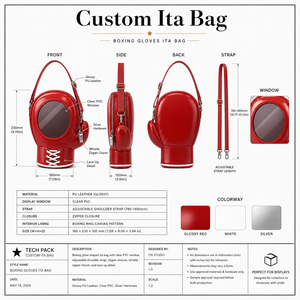 <span class=keywords><strong>Sac</strong></span> à bandoulière Ita Bag personnalisé en forme de gants de <span class=keywords><strong>boxe</strong></span>, avec fenêtre transparente en PVC, doublure en toile et porte-sifflet - Product Image 3