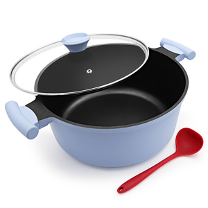 Ollas <span class=keywords><strong>de</strong></span> aluminio fundido antiadherentes <span class=keywords><strong>de</strong></span> alta resistencia OEM al por mayor, olla para sopa antiadherente, <span class=keywords><strong>horno</strong></span> holandés redondo, libre <span class=keywords><strong>de</strong></span> PFAS, apto para inducción - Product Image 1