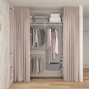 Armario Metálico Moderno Personalizado de Ponie Factory, Armario Abierto <span class=keywords><strong>con</strong></span> Riel para Cortina, Bloqueable, Extensible, Ajustable, de MDF, Ensamblado - Product Image 1