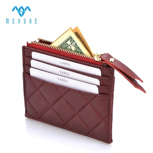 Custom High Quality Genuine Sheep Leather Credit Card and <strong>Zip</strong> Coin Purse Embroidery Stylish RFID Blocking <strong>Wallet</strong> for Women - Product Image 1